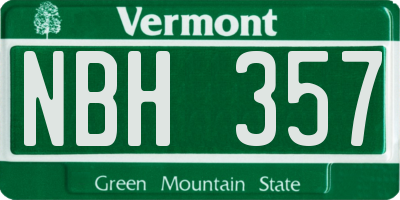 VT license plate NBH357