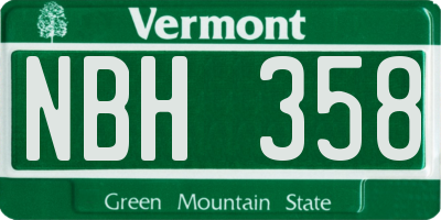 VT license plate NBH358