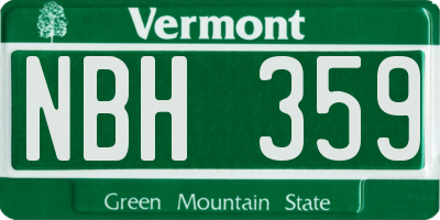 VT license plate NBH359