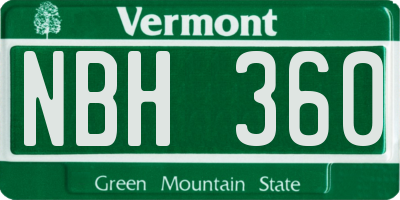VT license plate NBH360