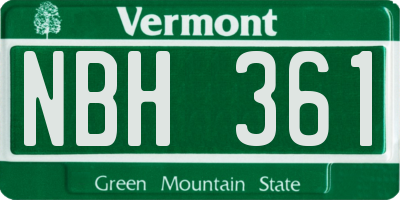 VT license plate NBH361