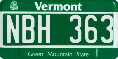 VT license plate NBH363