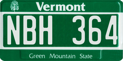 VT license plate NBH364