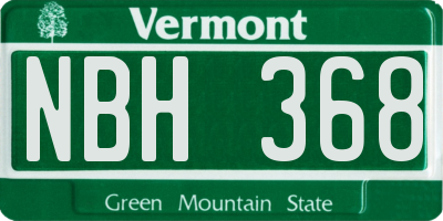 VT license plate NBH368
