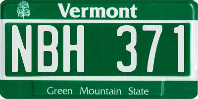 VT license plate NBH371
