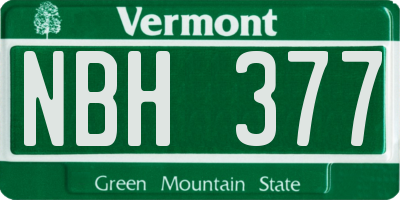 VT license plate NBH377