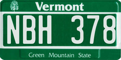 VT license plate NBH378