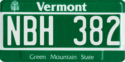 VT license plate NBH382