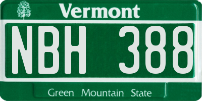 VT license plate NBH388