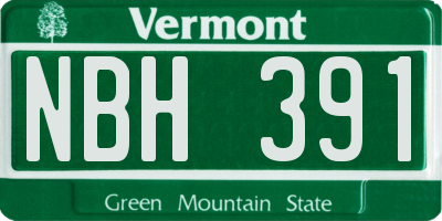 VT license plate NBH391
