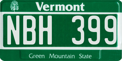 VT license plate NBH399