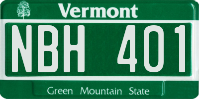 VT license plate NBH401