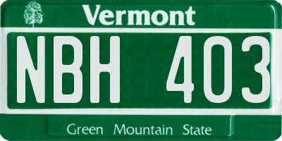 VT license plate NBH403