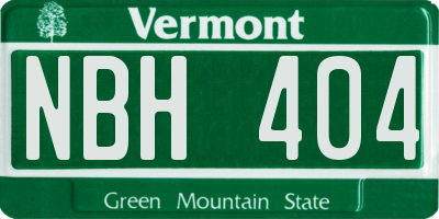 VT license plate NBH404