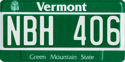 VT license plate NBH406