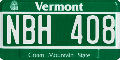 VT license plate NBH408