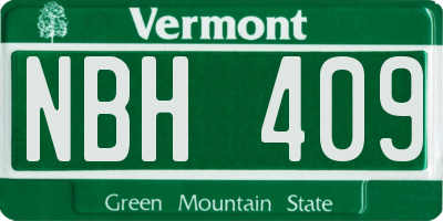 VT license plate NBH409