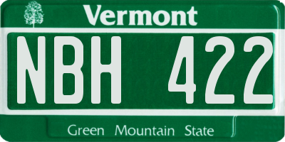 VT license plate NBH422