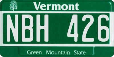 VT license plate NBH426
