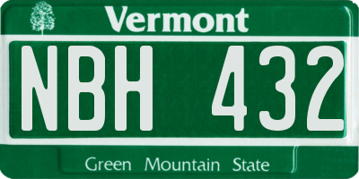 VT license plate NBH432