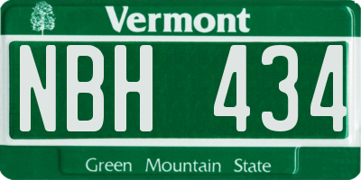 VT license plate NBH434