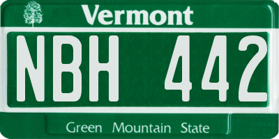 VT license plate NBH442
