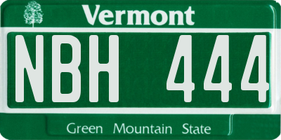 VT license plate NBH444