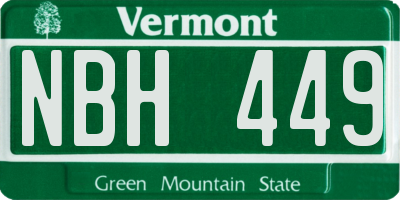 VT license plate NBH449