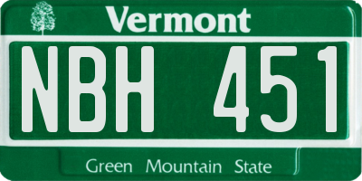 VT license plate NBH451