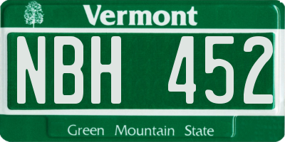 VT license plate NBH452