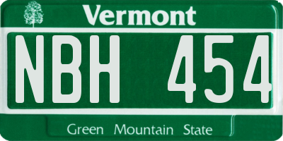 VT license plate NBH454