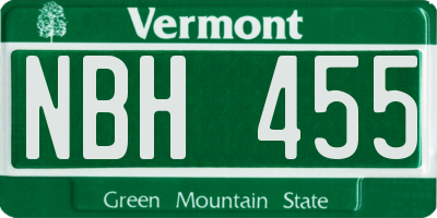 VT license plate NBH455