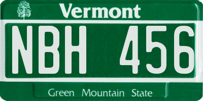 VT license plate NBH456