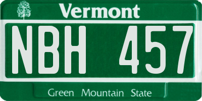 VT license plate NBH457