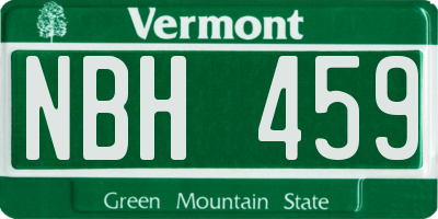 VT license plate NBH459