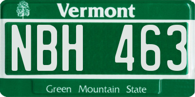 VT license plate NBH463