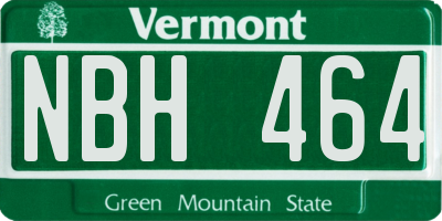 VT license plate NBH464