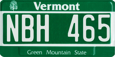 VT license plate NBH465