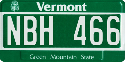 VT license plate NBH466