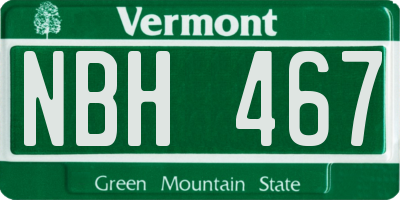 VT license plate NBH467