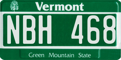 VT license plate NBH468