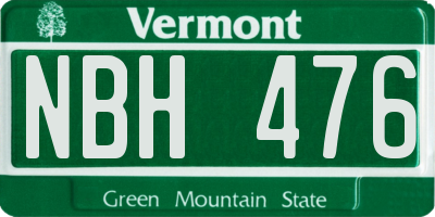 VT license plate NBH476