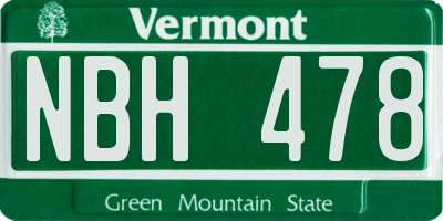 VT license plate NBH478