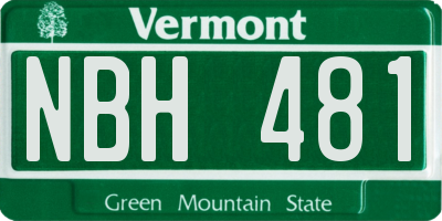 VT license plate NBH481