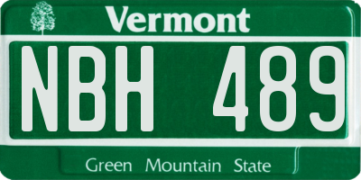 VT license plate NBH489