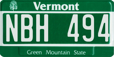 VT license plate NBH494
