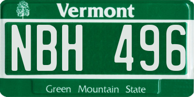 VT license plate NBH496