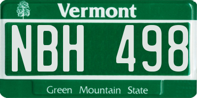 VT license plate NBH498
