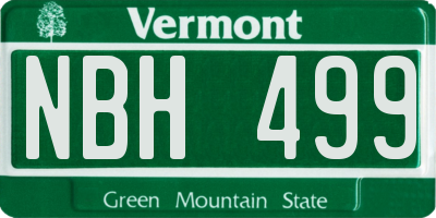 VT license plate NBH499