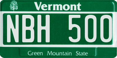 VT license plate NBH500